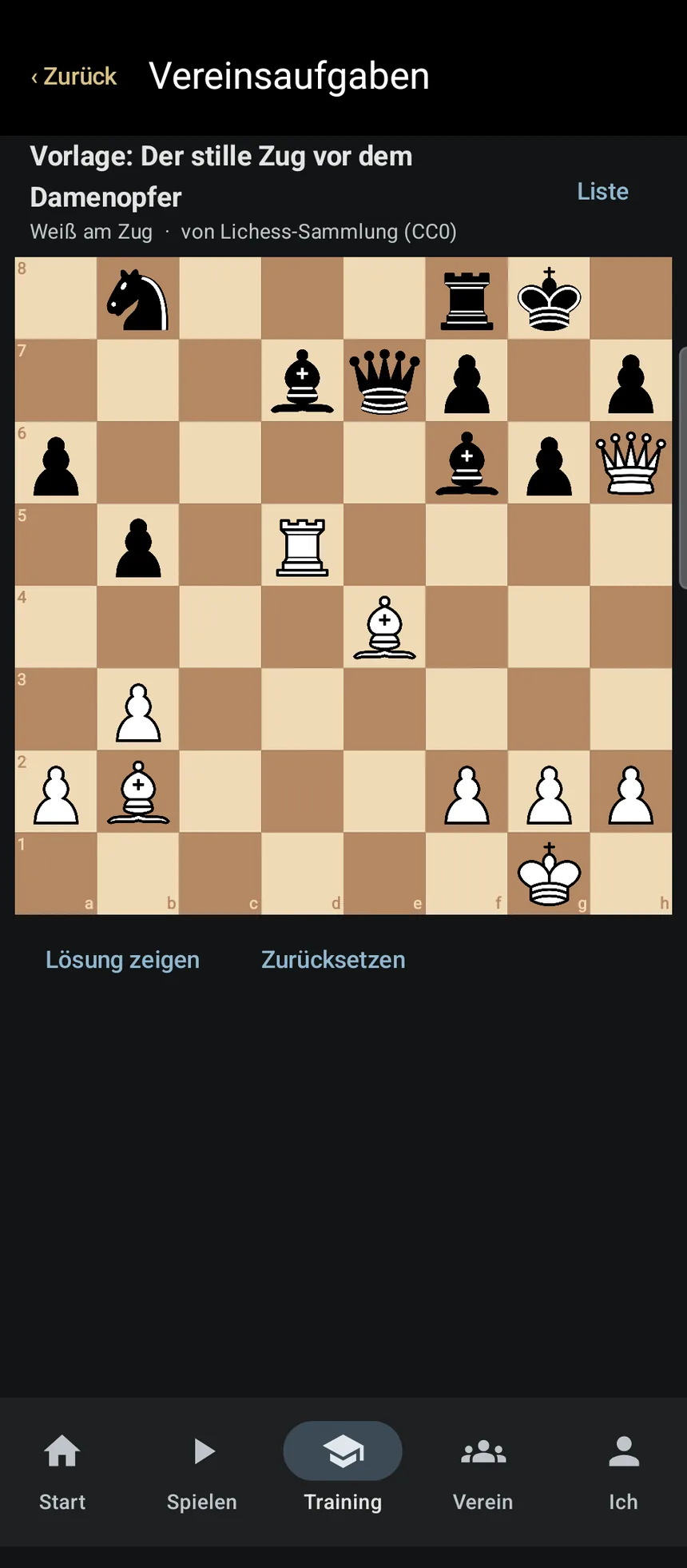 Vereinsaufgabe am Schachbrett