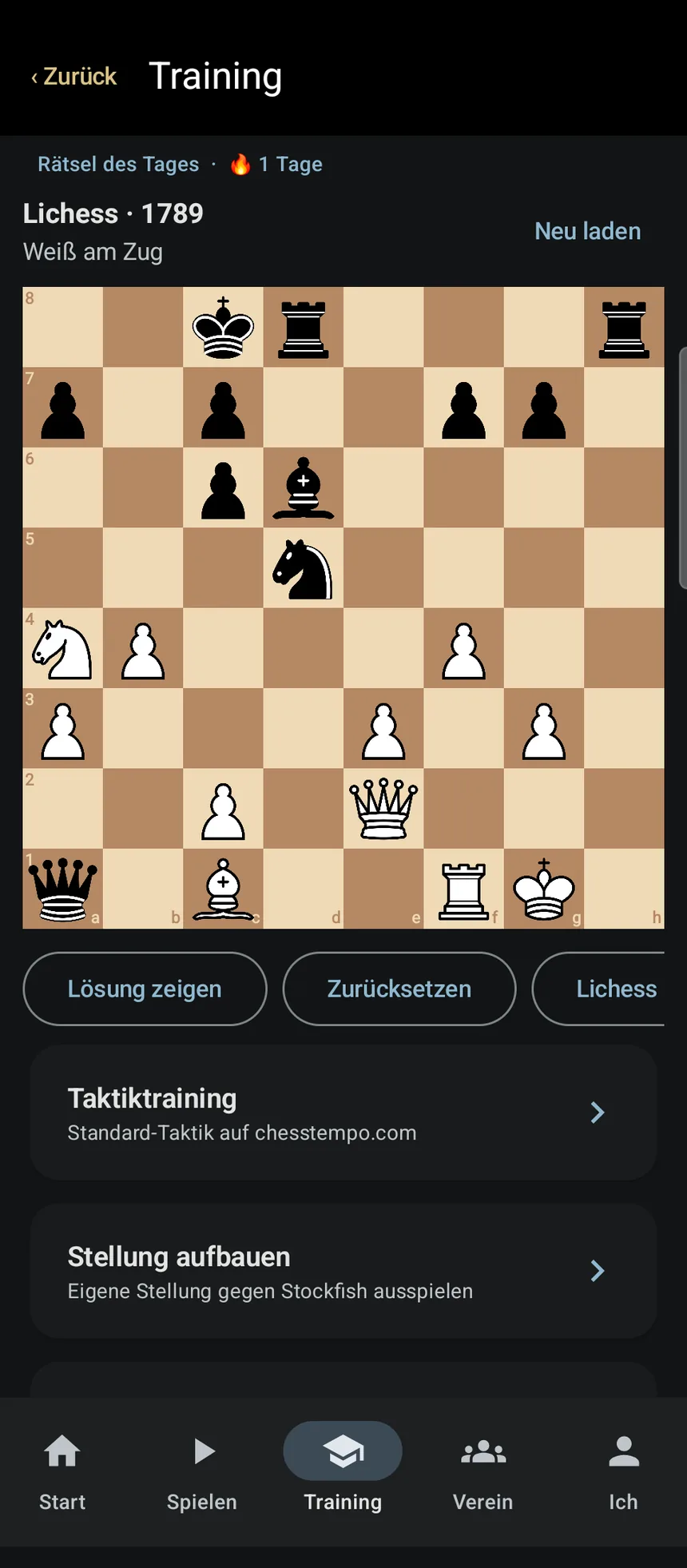 Tagesrätsel am Schachbrett